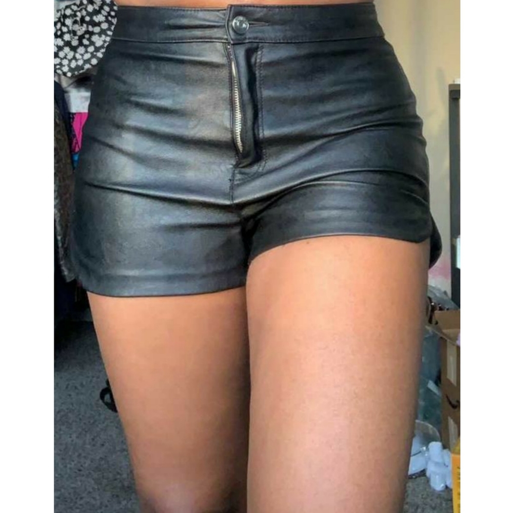 H&M Black Leather Shorts